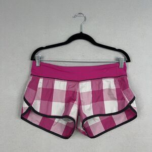 Lululemon Shorts Womens 8 Raspberry Black Run Speed Gingham Reflective Swift